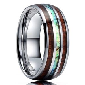 Silver Abalone & Koa Wood Ring
